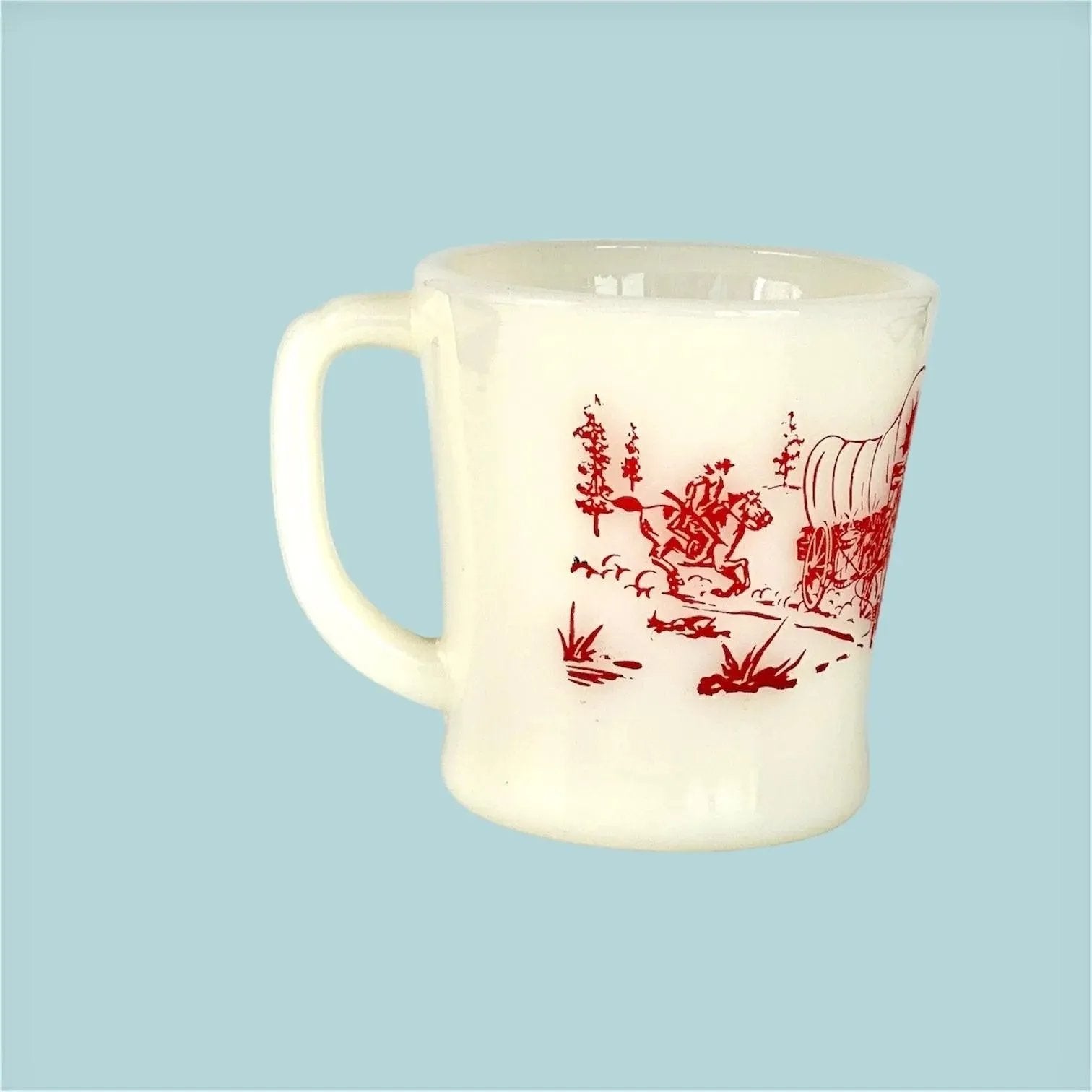 Fire King Oven Ware Davy Crockett Mug, 8 oz., Red | Vintage Glassware Collectibles
