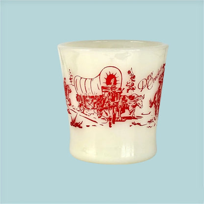 Fire King Oven Ware Davy Crockett Mug, 8 oz., Red | Vintage Glassware Collectibles Jewelry Bubble