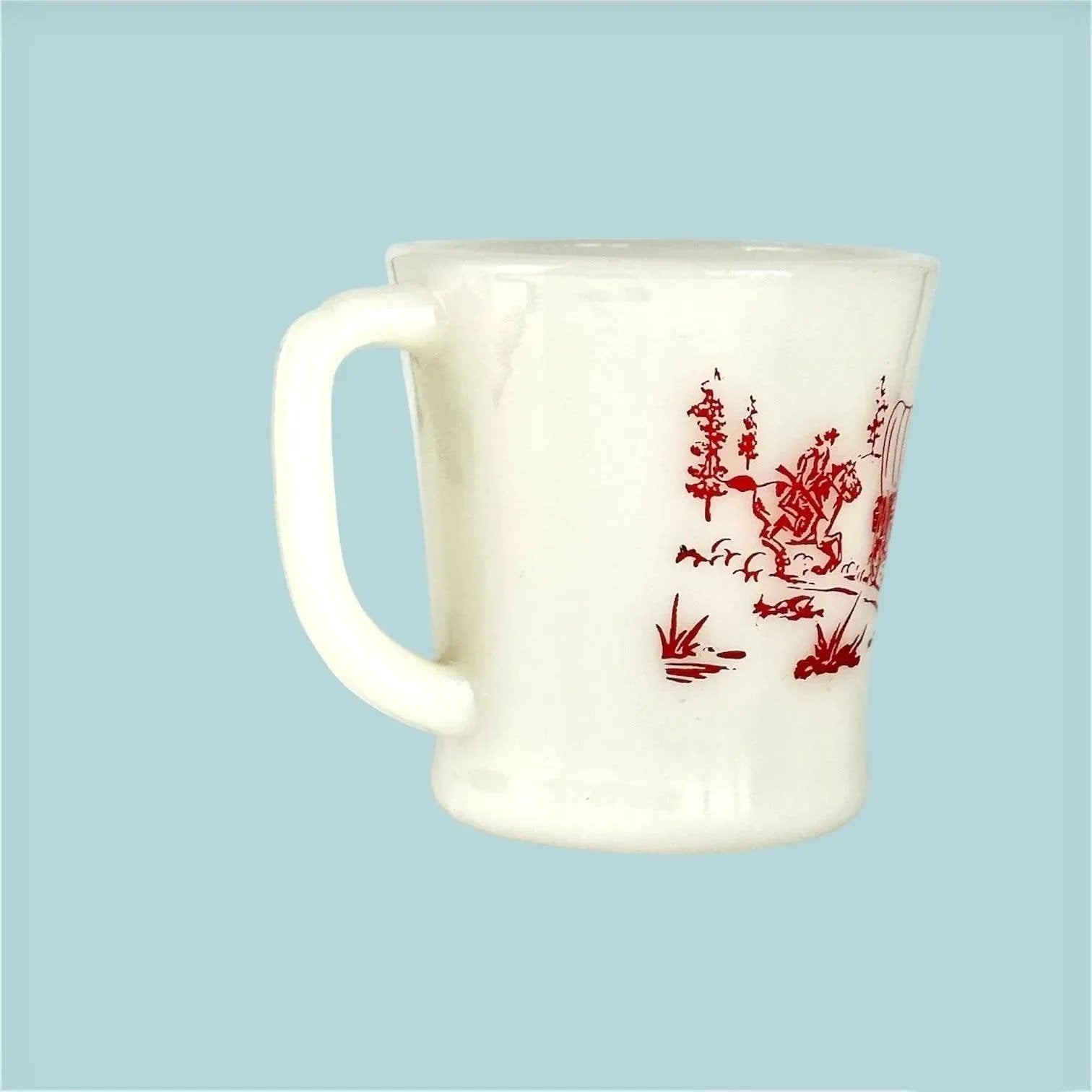 Fire King Oven Ware Davy Crockett Mug, 8 oz., Red | Vintage Glassware Collectibles