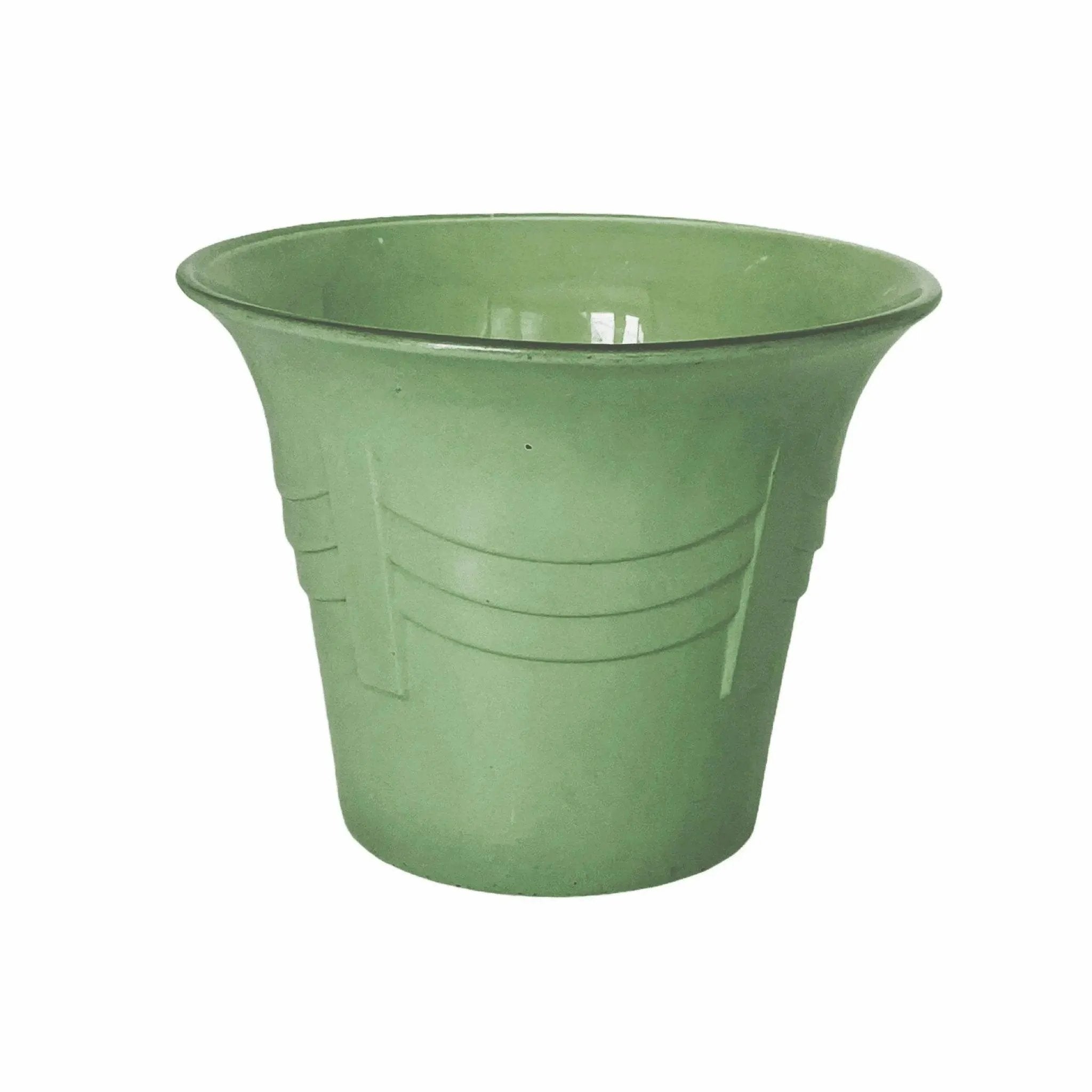 Fired-on Green Glass Vintage Flower Pot