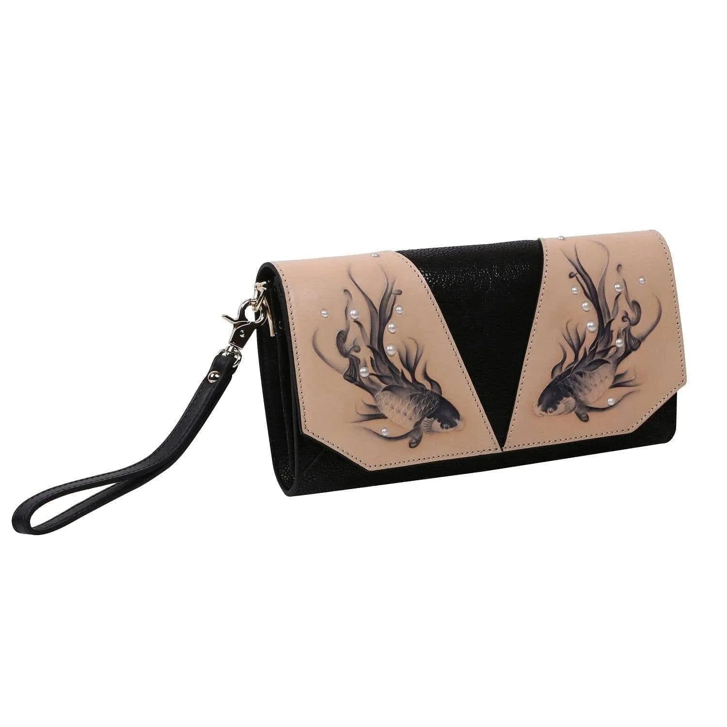 Fish Black Crossbody Clutch Bag Jewelry Bubble