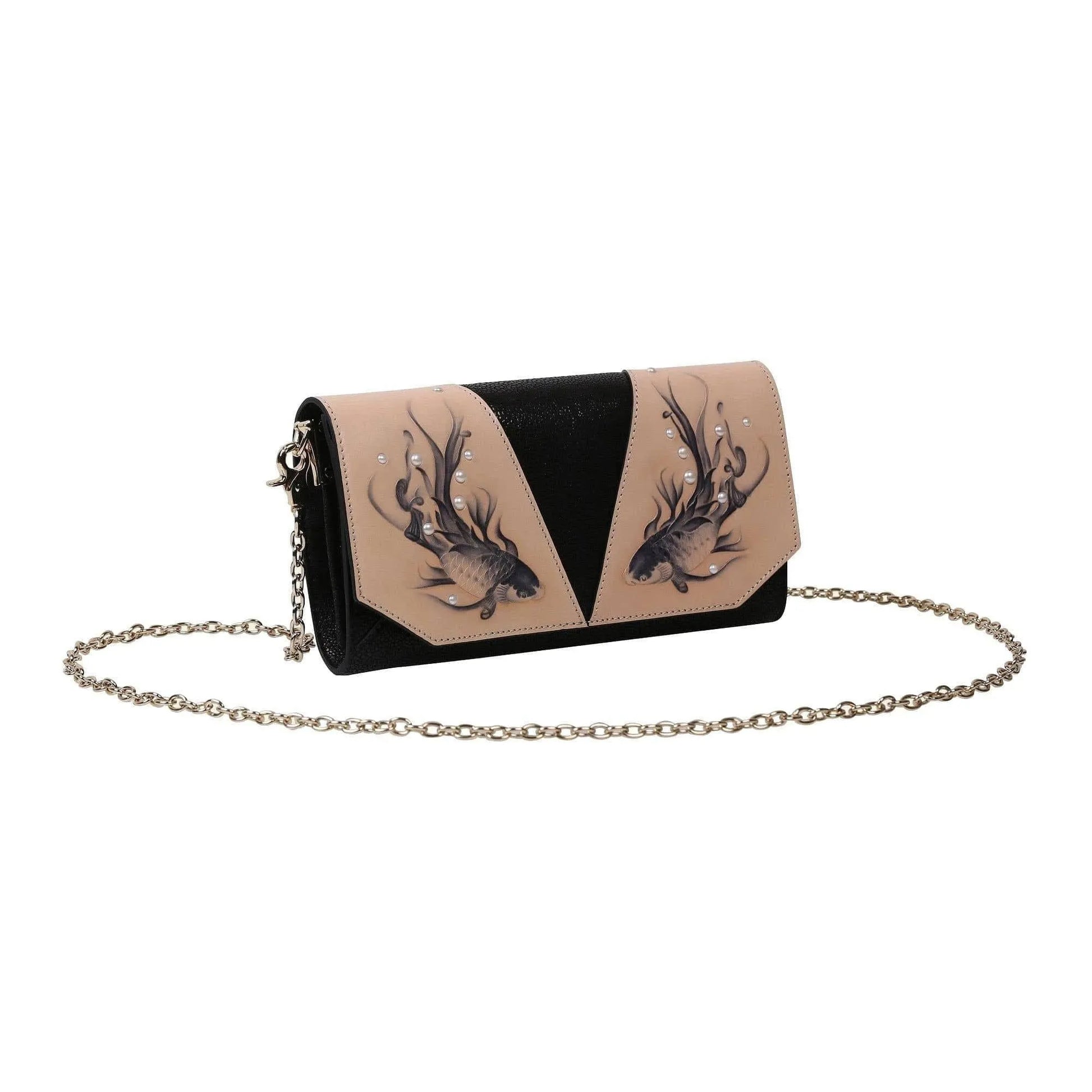 Fish Black Crossbody Clutch Bag Jewelry Bubble