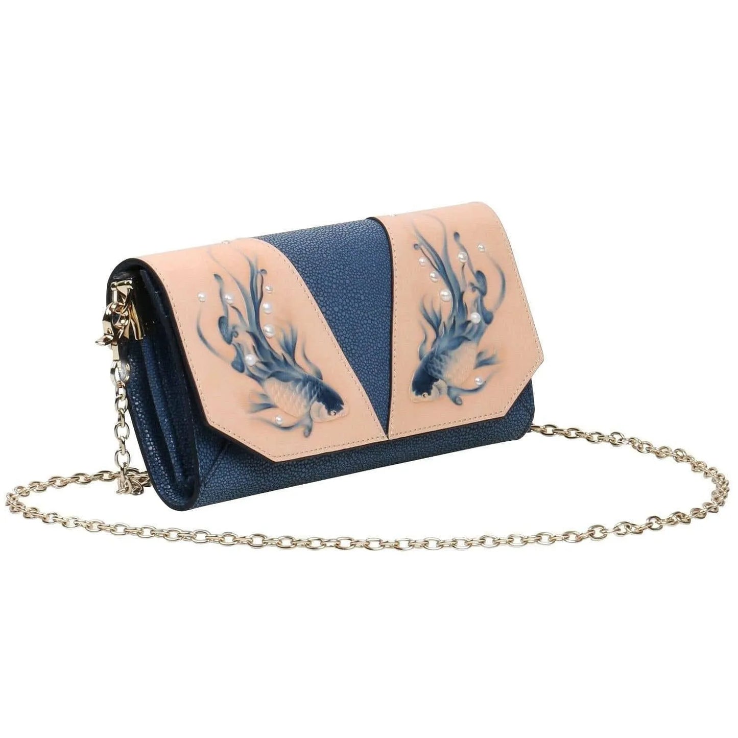 Fish Blue Crossbody Clutch Bag Jewelry Bubble