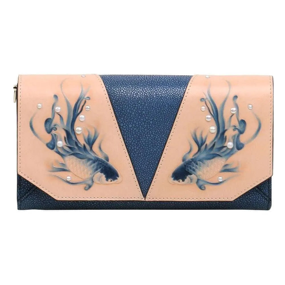 Fish Blue Crossbody Clutch Bag Jewelry Bubble