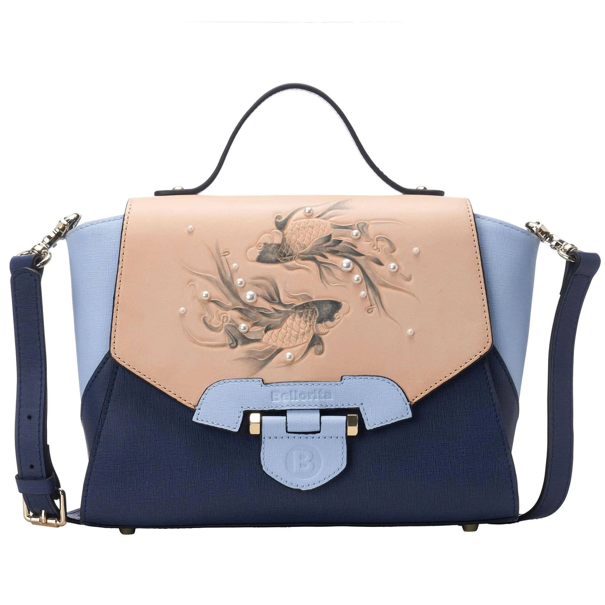 Fish Small Blue Satchel Bag Jewelry Bubble