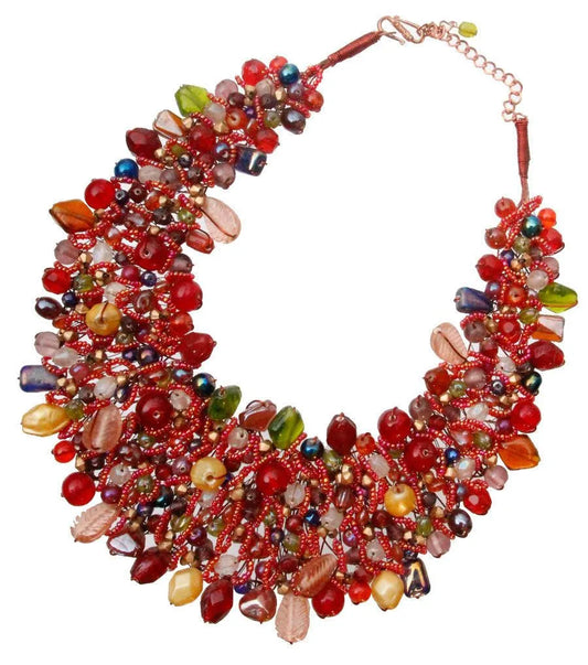 Flaming Gorgeous Beaded Bib Style Necklace Jewelry Bubble