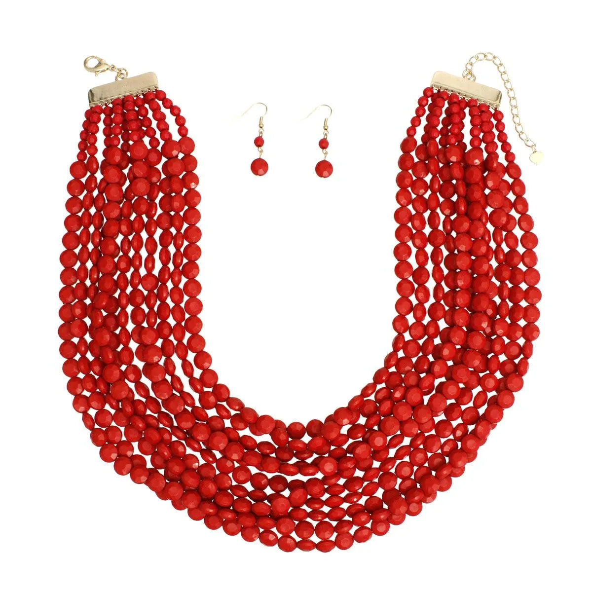 Flatly Red Beaded Necklace Set | Feel the Passion Jewelry Bubble