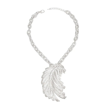 Flaunt the Feather Necklace: Trendy Sassy Silver Fashion Jewelry Jewelry Bubble