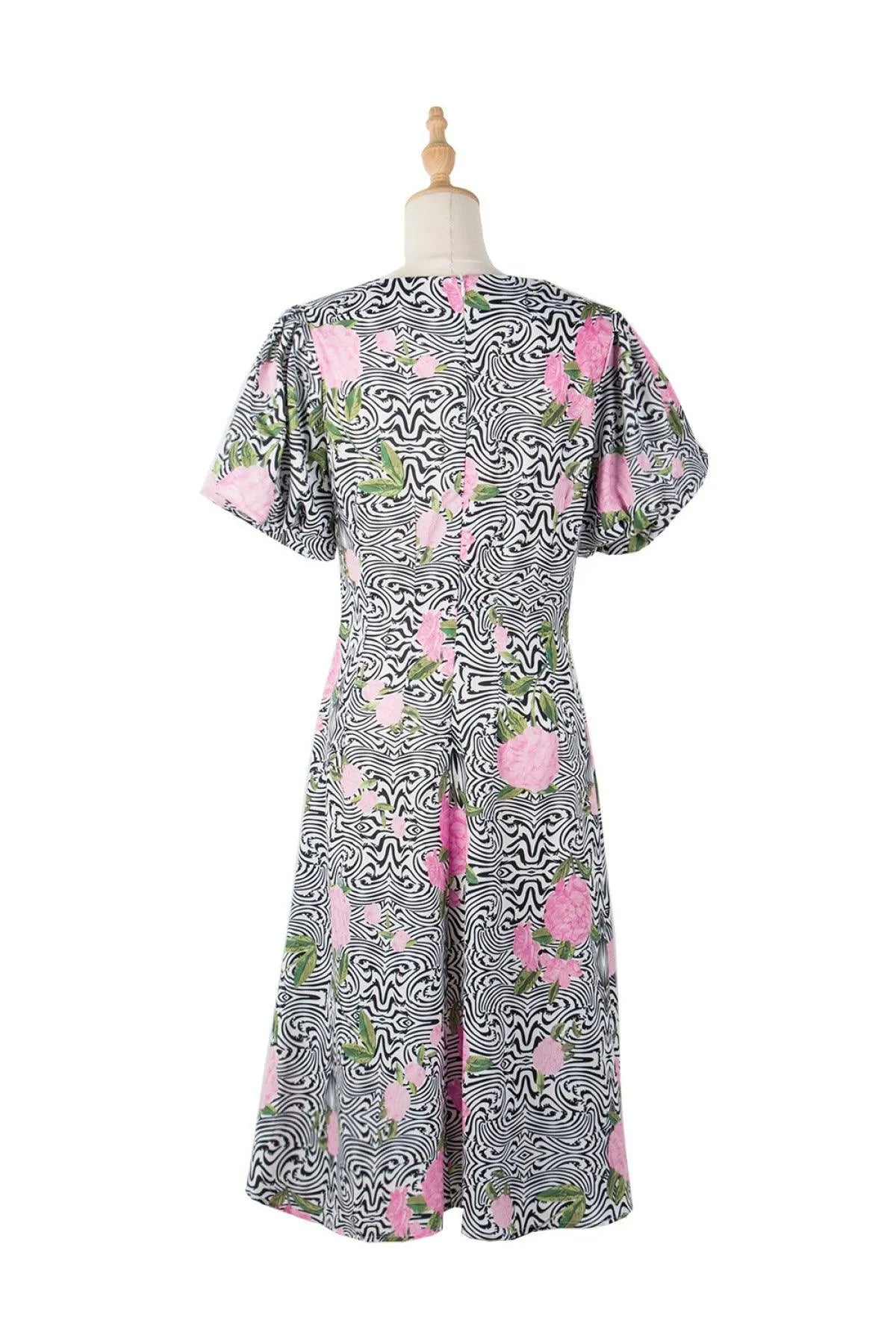 Floral & Abstract Print Puff Sleeve Dress - Shop Now! Jewelry Bubble