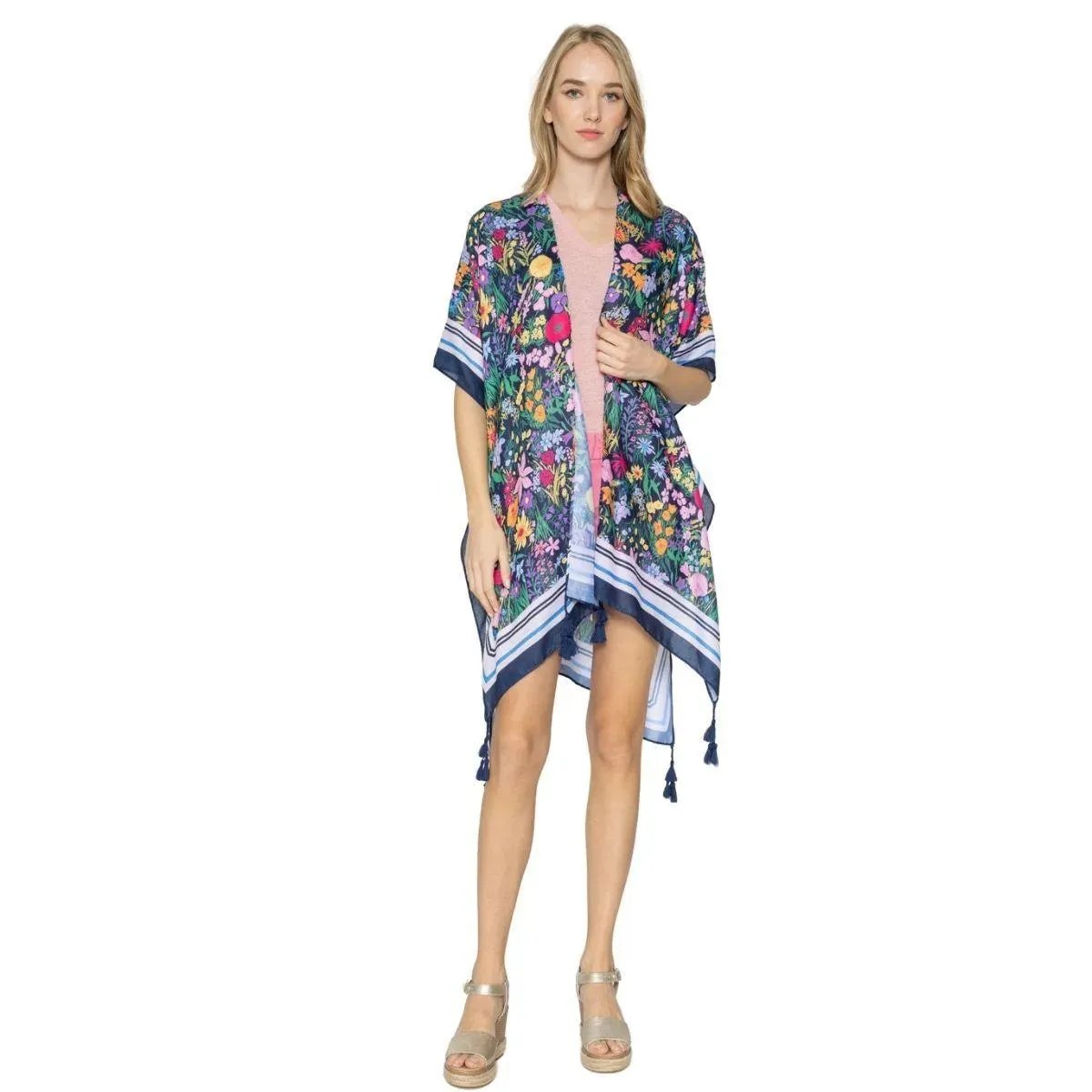 Floral Kimono with Black Border Perfect Addition to Your Wardrobe
