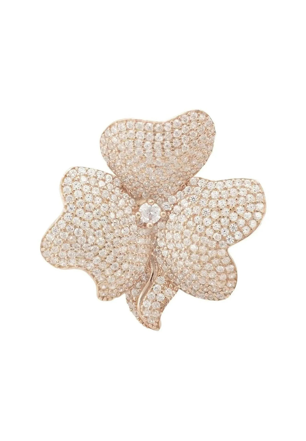 Flower Cocktail Ring Rose Gold Plated