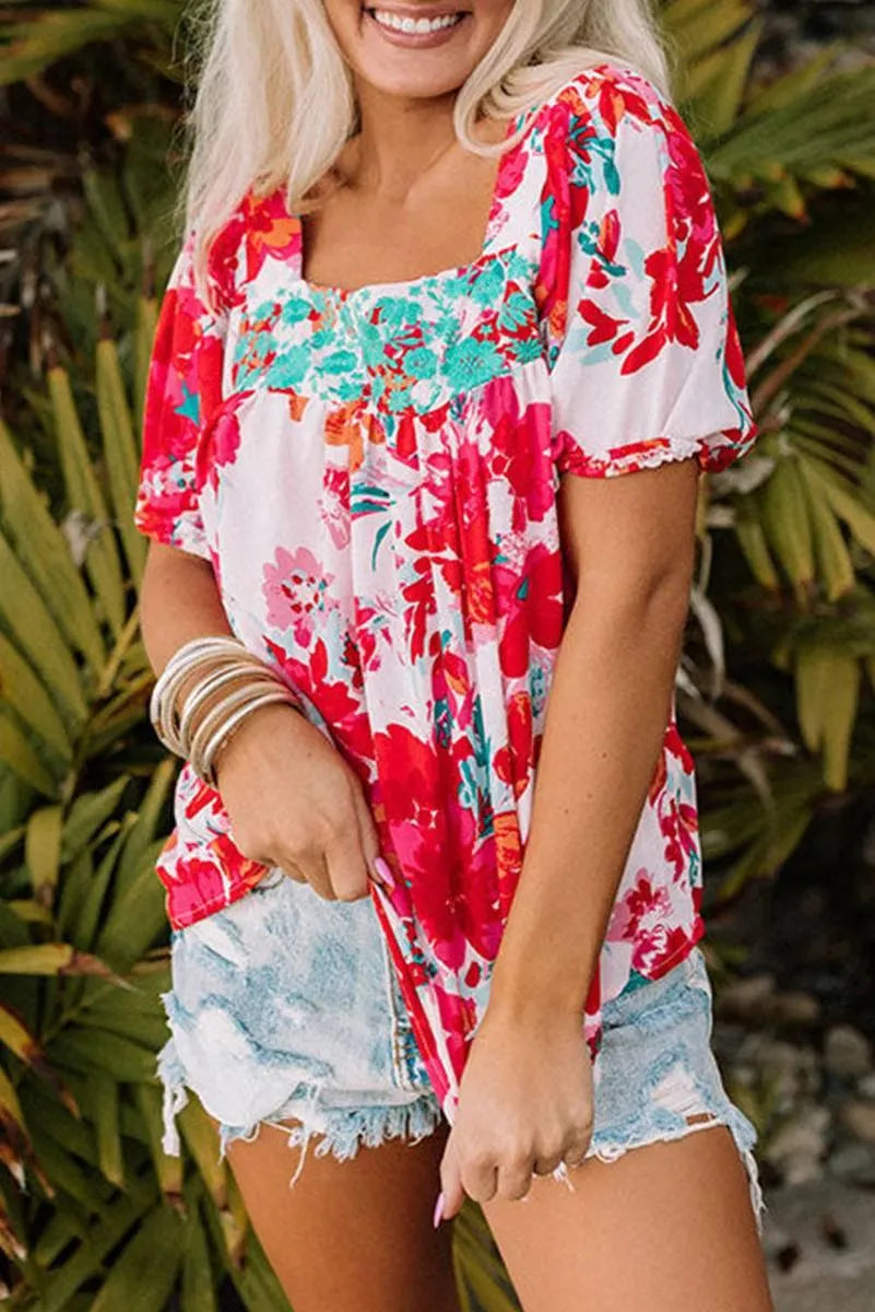 Flower Power! Shop our Square Neck Printed Blouse Now Jewelry Bubble