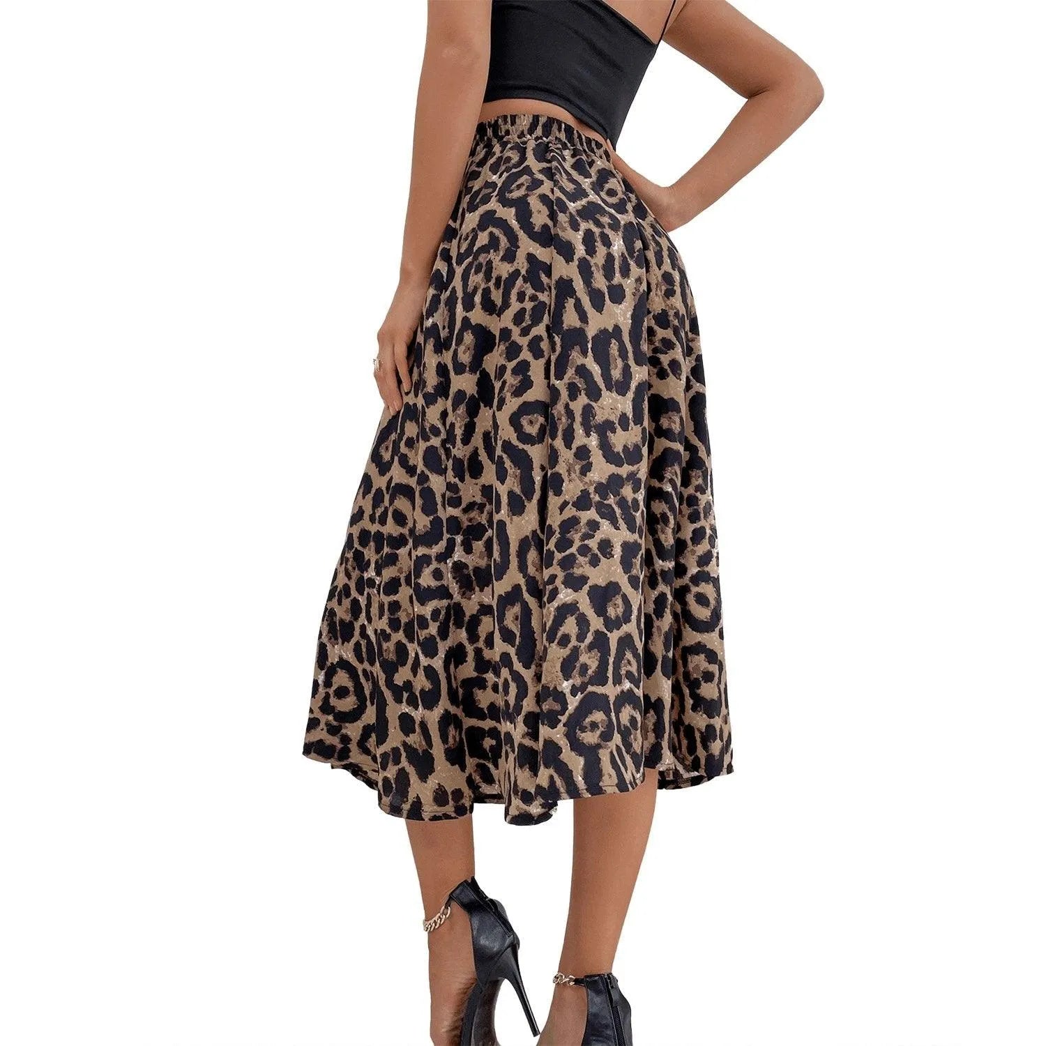 Flowy Leopard Print Skirt Jewelry Bubble