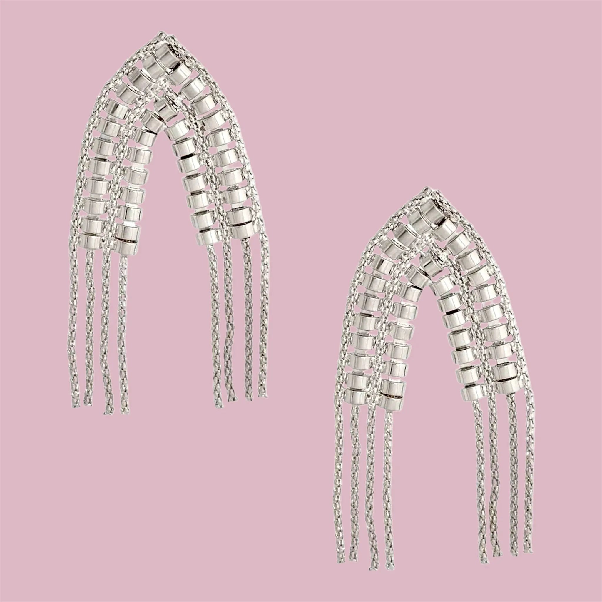 Foremost Statement Earrings: Bold Silver Elegance with Rhodium Plating