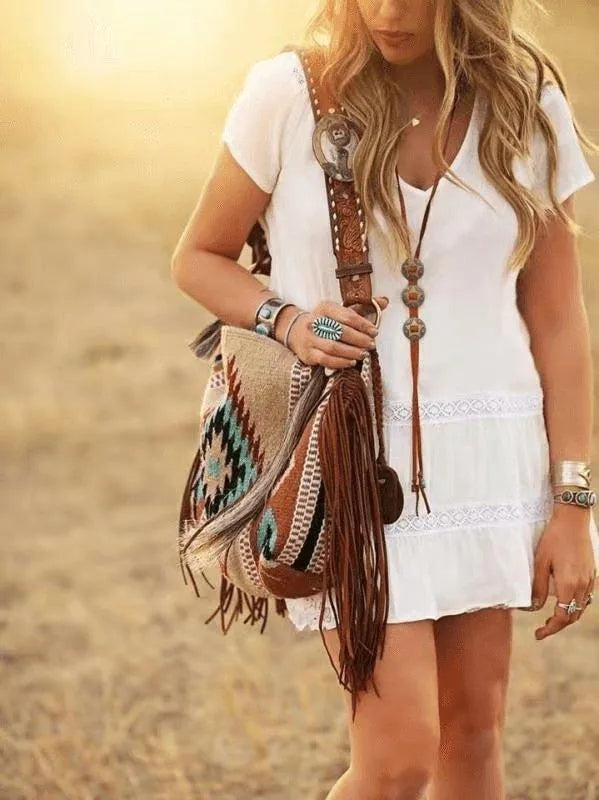 Fringe Shoulder Bag Retro Inspired Style Jewelry Bubble