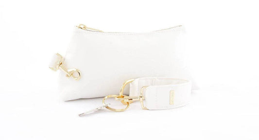 Frost White Vegan Leather 2-Piece Wristlet Set Jewelry Bubble