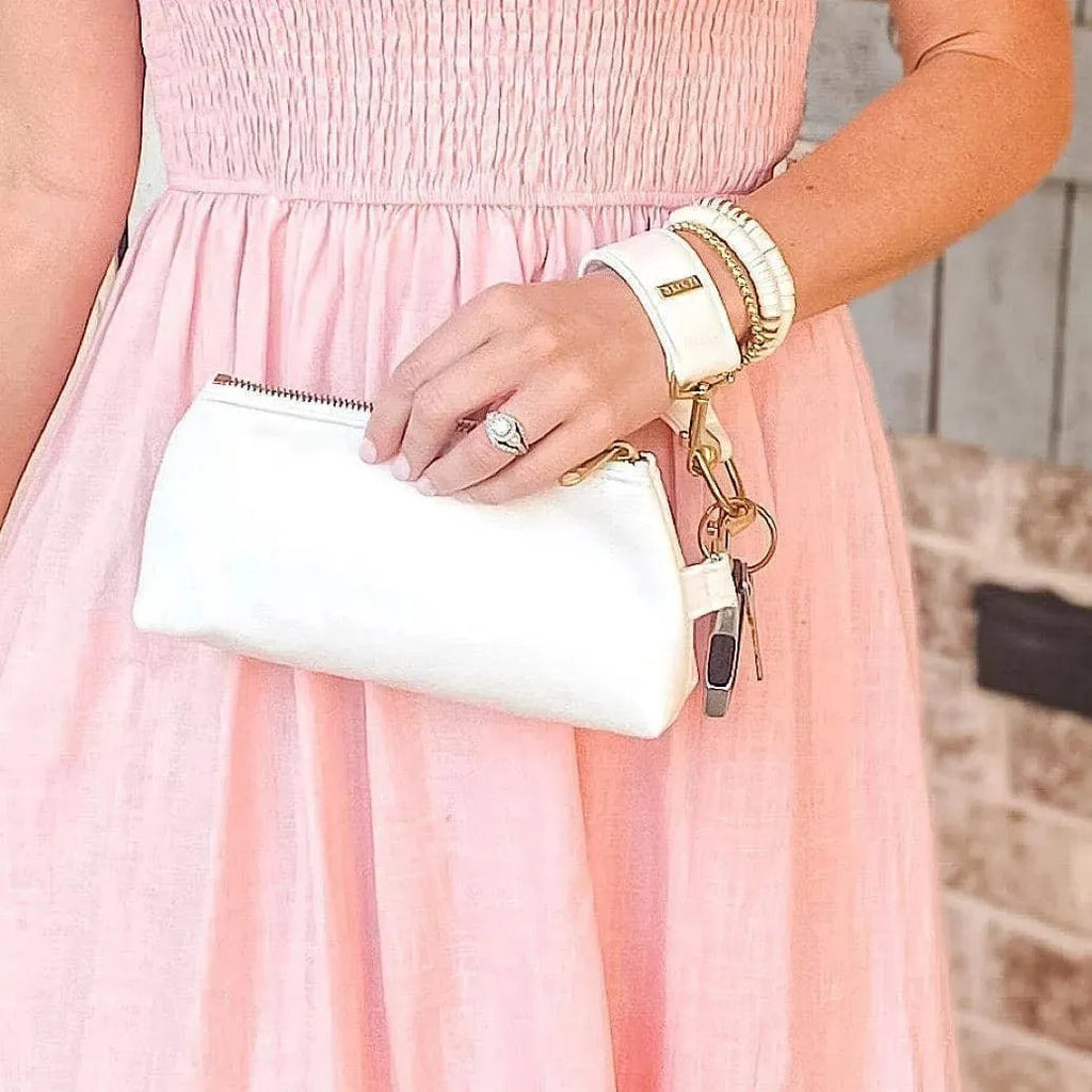 Frost White Vegan Leather 2-Piece Wristlet Set
