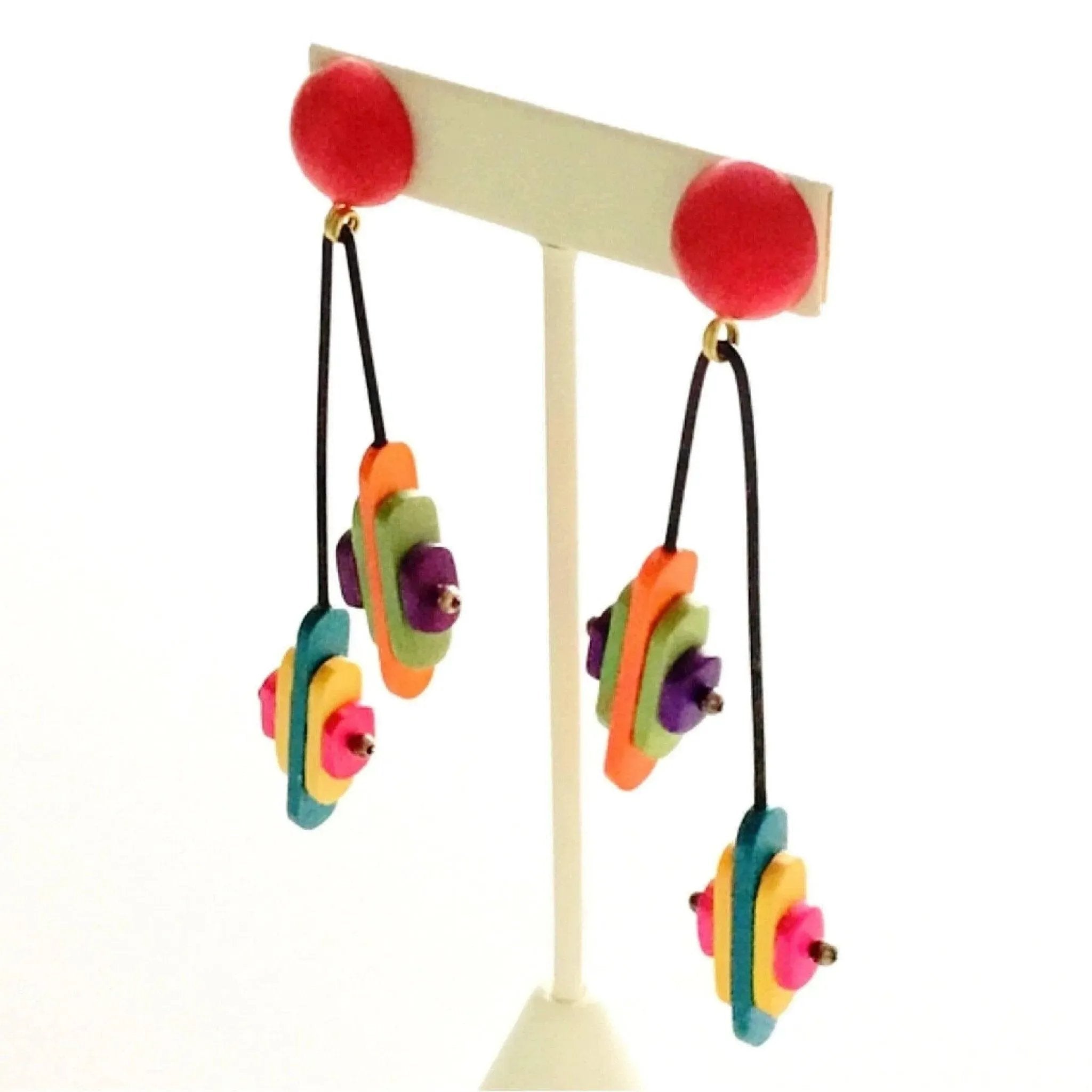 Fun colorful party statement vintage earrings