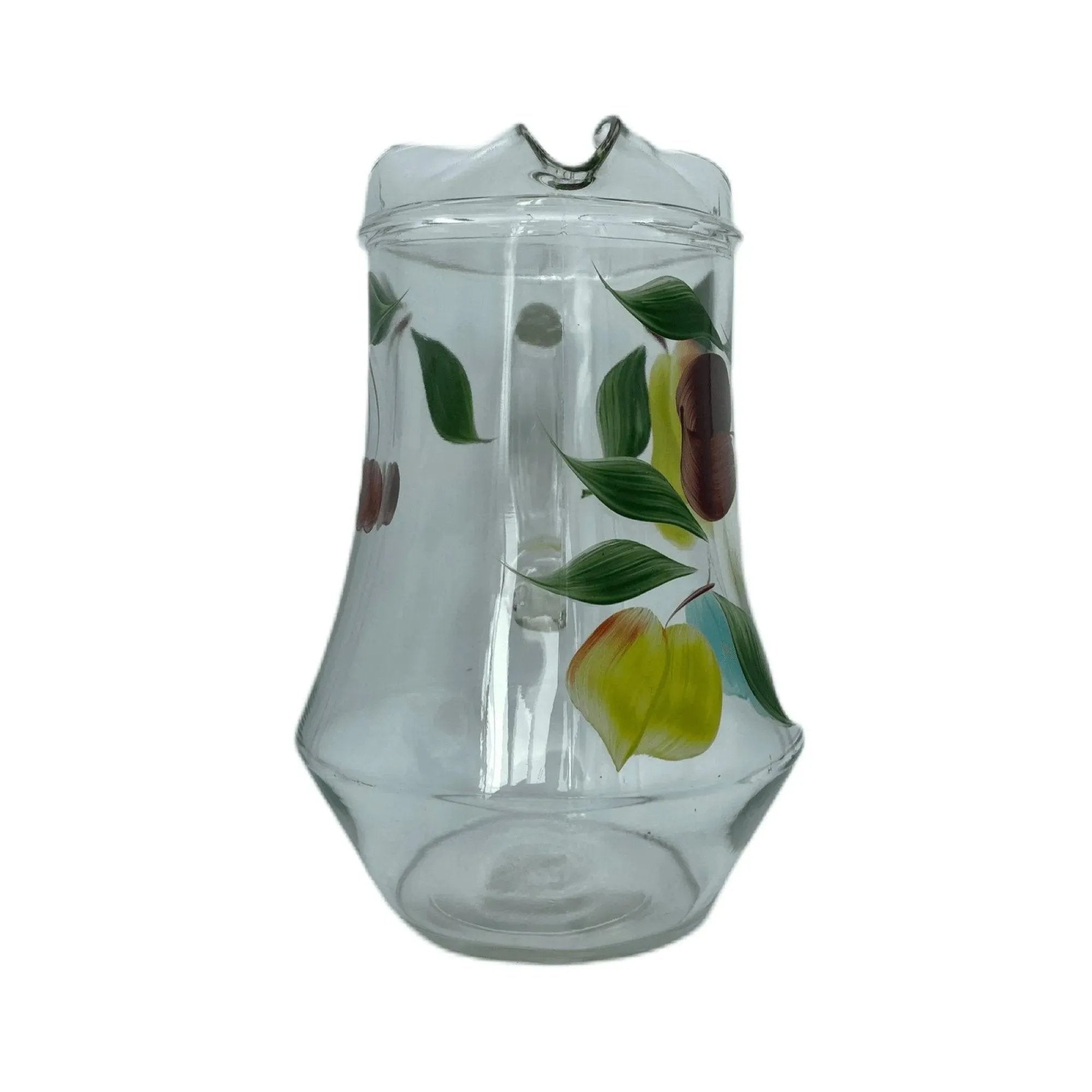 Gay Fad Fruit Hand Painted Clear Pitcher Ice Lip