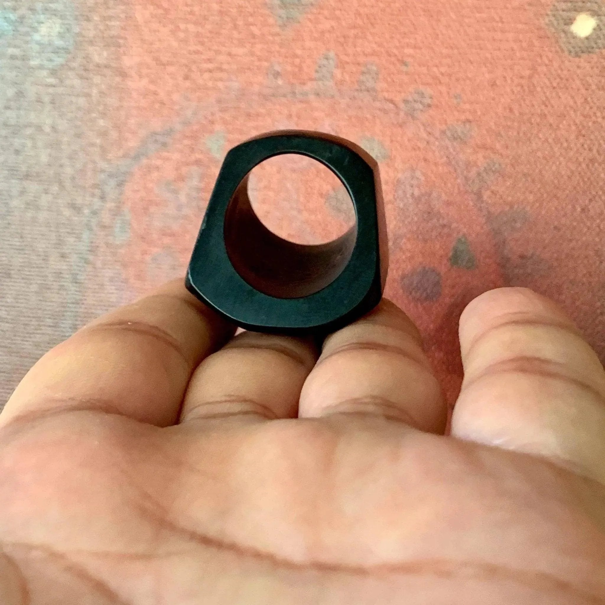Black Resin Chunky Faceted Pyramid Cocktail Ring Size 8.25