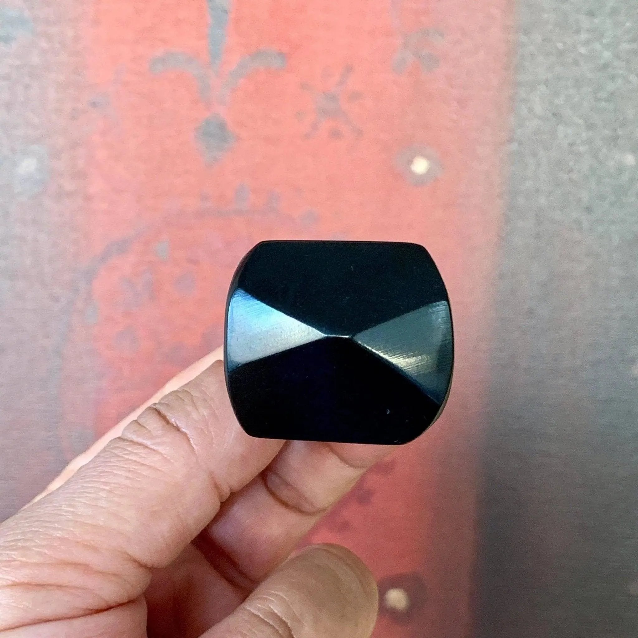 Black Resin Chunky Faceted Pyramid Cocktail Ring Size 8.25