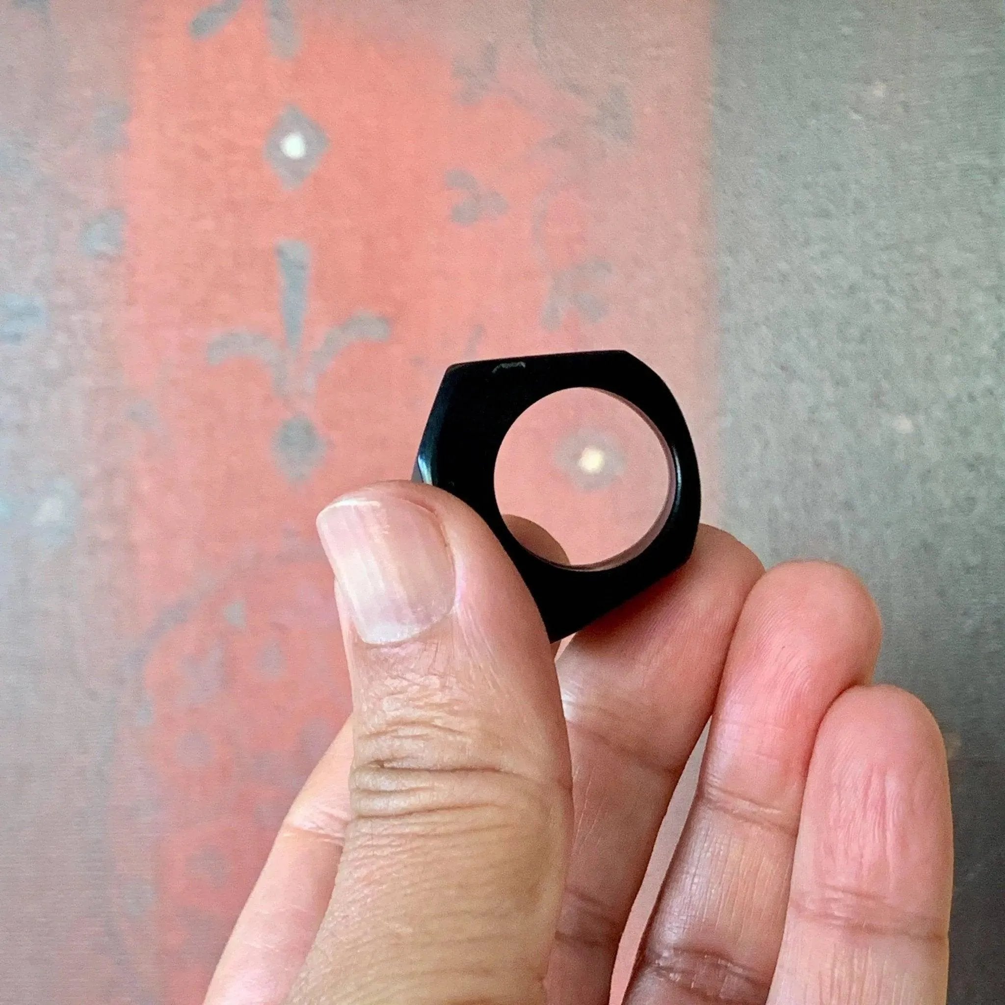 Black Resin Chunky Faceted Pyramid Cocktail Ring Size 8.25