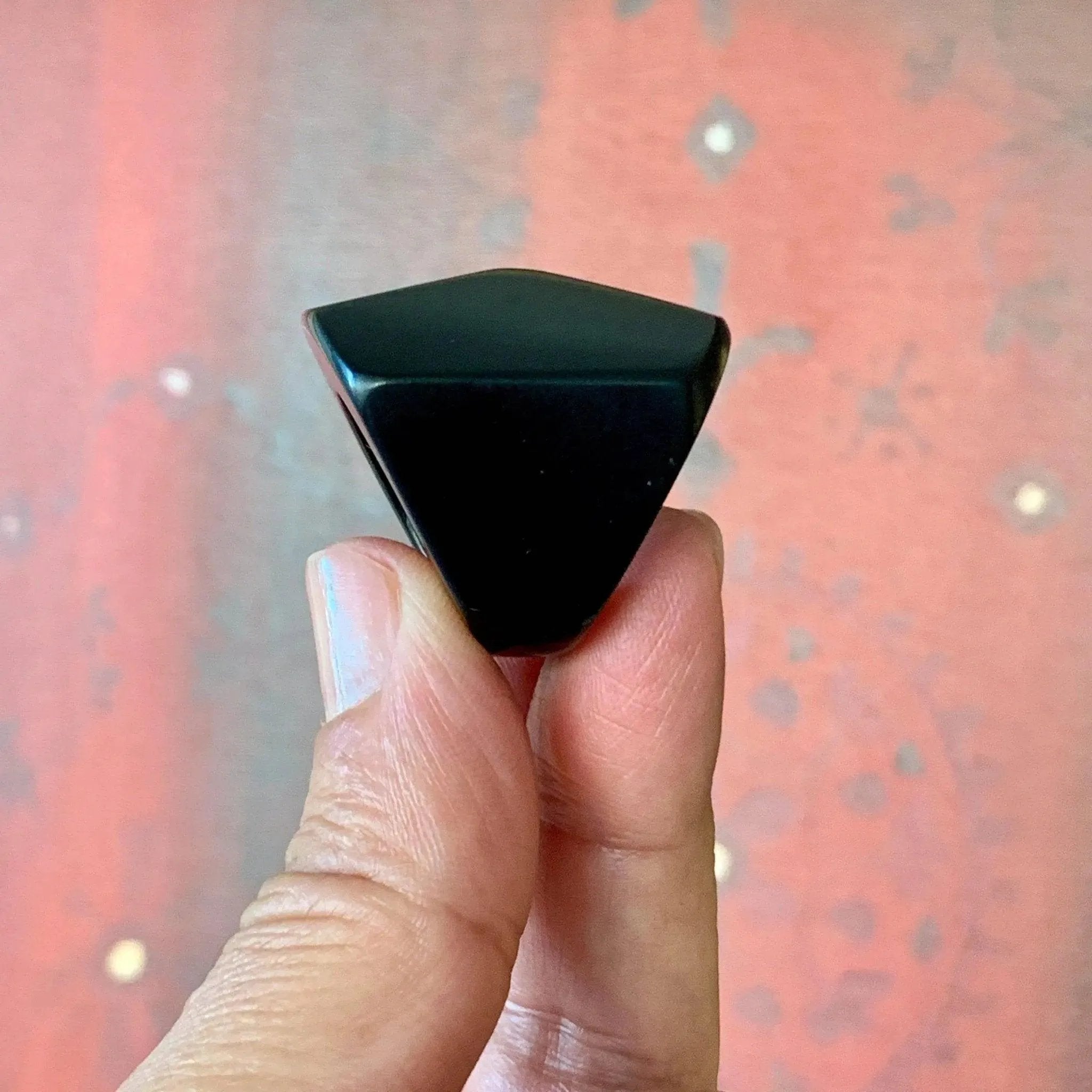 Black Resin Chunky Faceted Pyramid Cocktail Ring Size 8.25