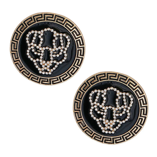 Get Chic: Gold & Black Tiger Stud Earrings for Women Pinktown