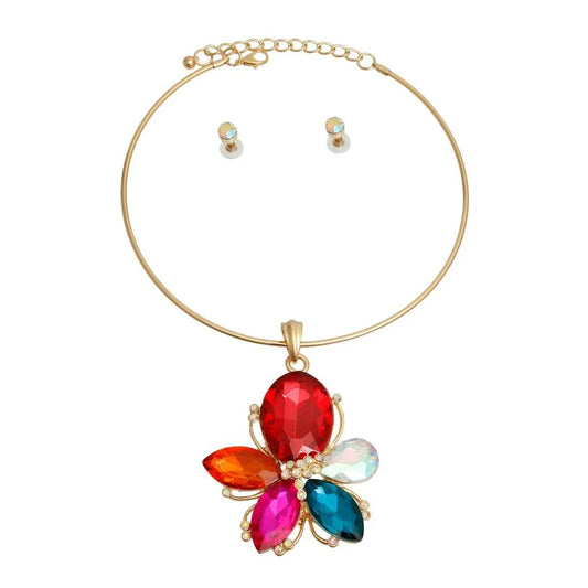 Get Noticed with Combination Multicolor Flower Necklace Jewelry Bubble