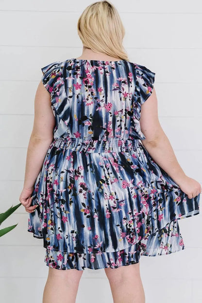 Get Ready to Blossom in Your Flutter Sleeve Plus size Mini Dress! Jewelry Bubble