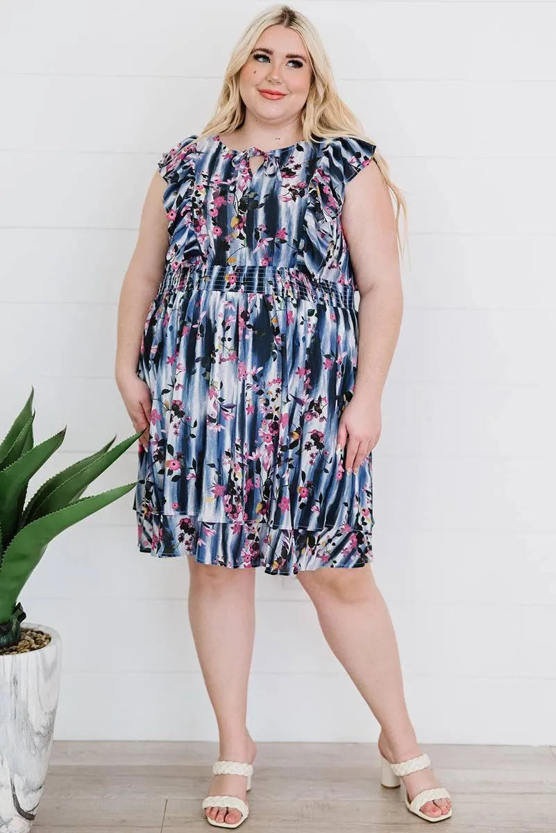 Get Ready to Blossom in Your Flutter Sleeve Plus size Mini Dress! Jewelry Bubble