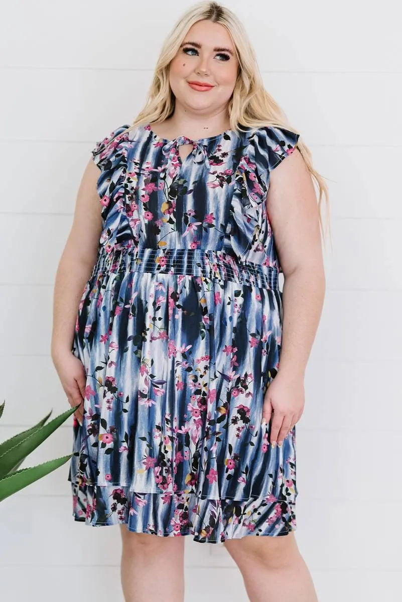 Get Ready to Blossom in Your Flutter Sleeve Plus size Mini Dress! Jewelry Bubble