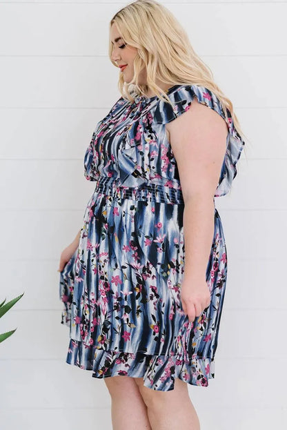 Get Ready to Blossom in Your Flutter Sleeve Plus size Mini Dress! Jewelry Bubble