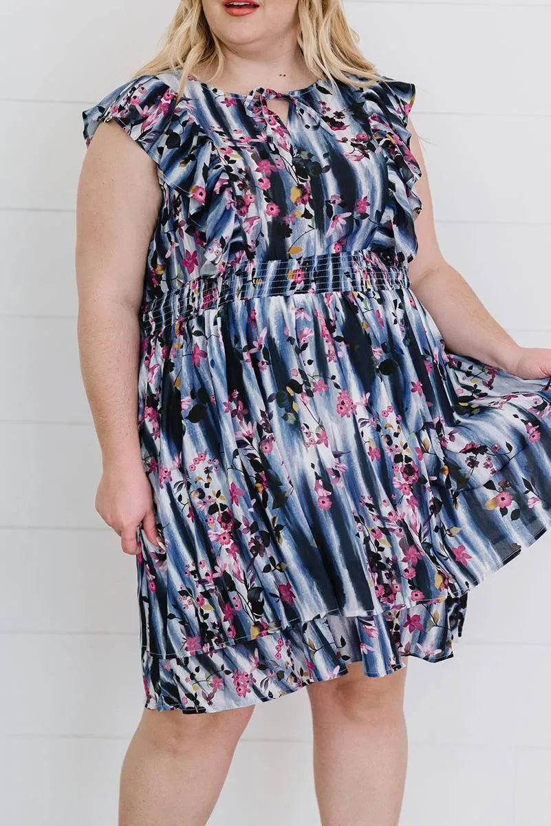 Get Ready to Blossom in Your Flutter Sleeve Plus size Mini Dress! Jewelry Bubble