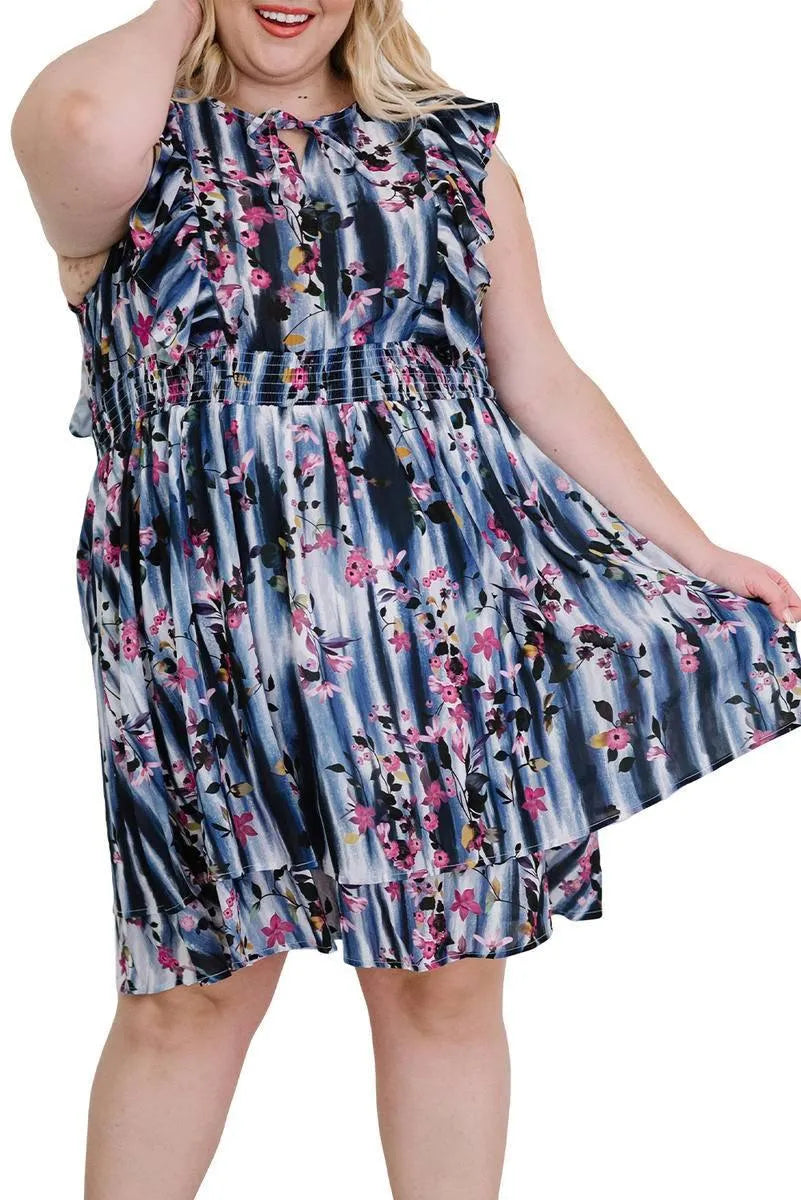 Get Ready to Blossom in Your Flutter Sleeve Plus size Mini Dress! Jewelry Bubble