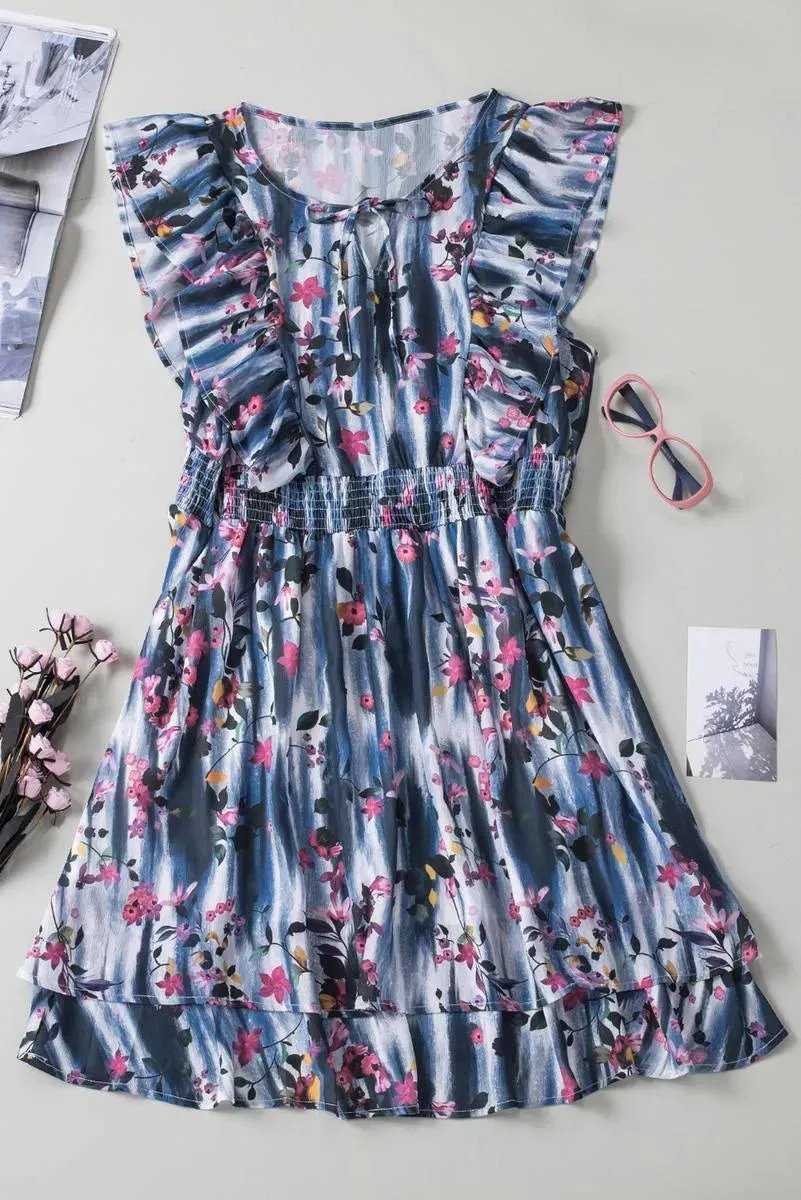 Get Ready to Blossom in Your Flutter Sleeve Plus size Mini Dress!