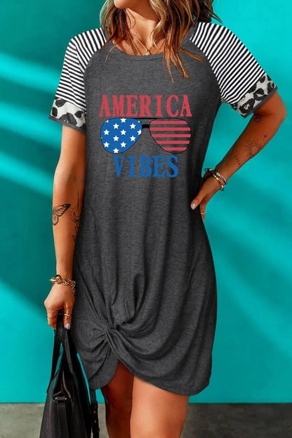 Get Ready to Roar: AMERICA VIBES Leopard Striped Mini Dress Jewelry Bubble