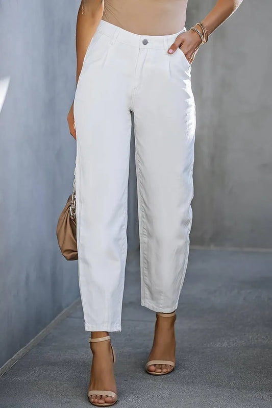 Get Summer-Ready with High-Waist White Pants for Women Jewelry Bubble