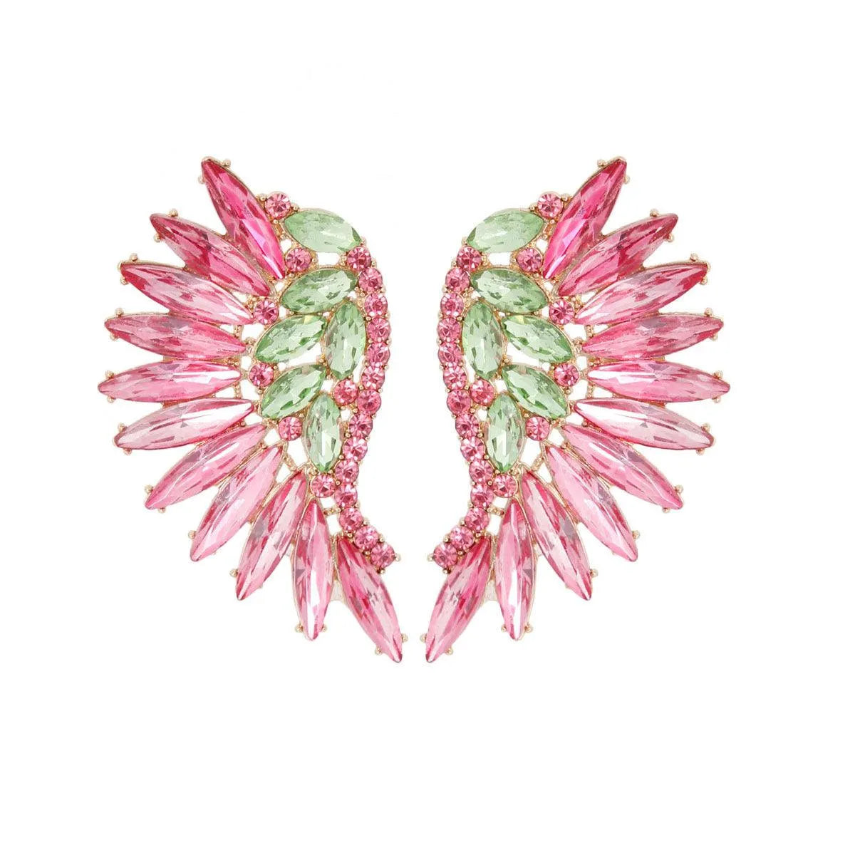 Get Your Gorgeous Angel Wing Earrings in Pink & Green Today! Jewelry Bubble