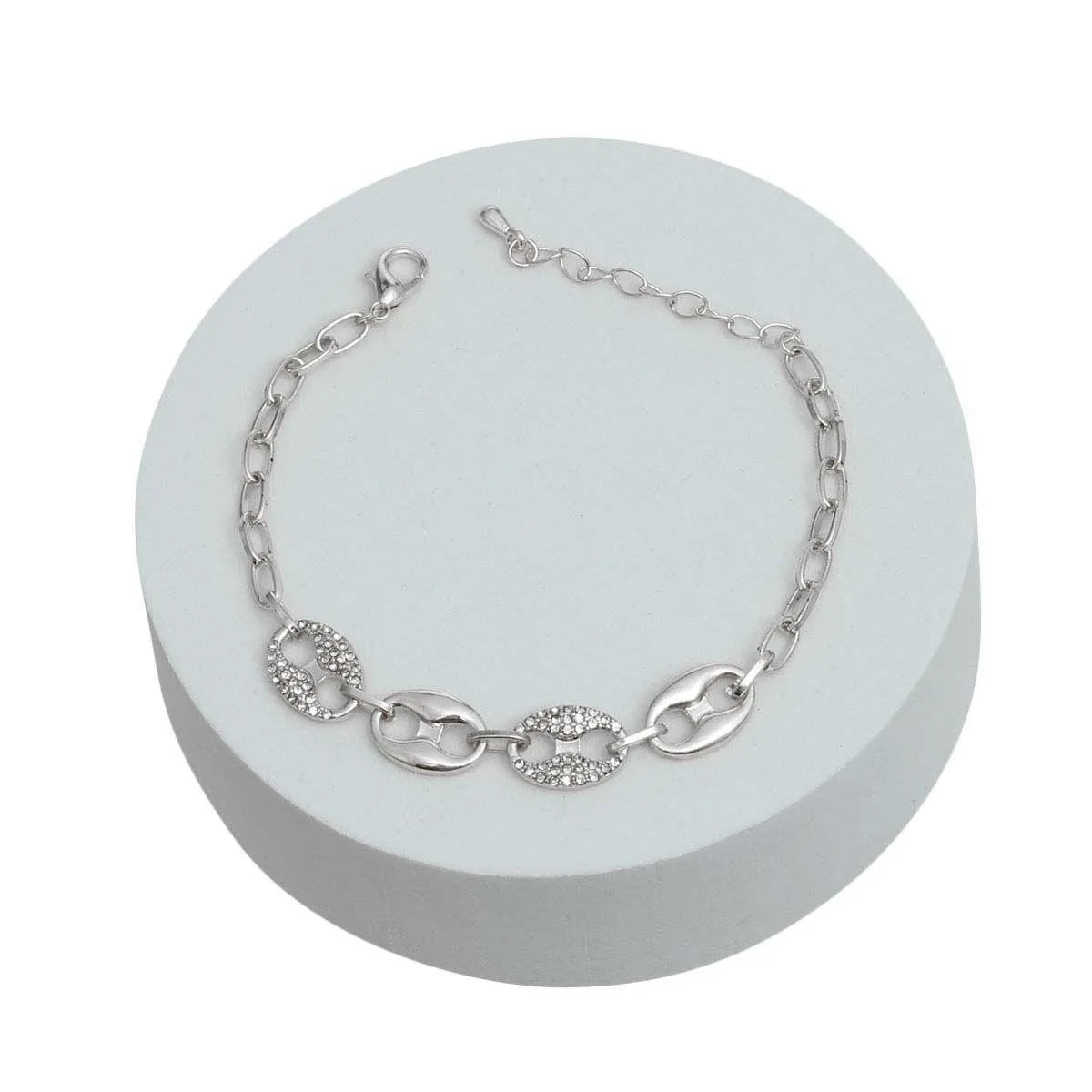 Get Your Hands on Trendy Matelot Chain Bracelet in Rhodium Plated Jewelry Bubble