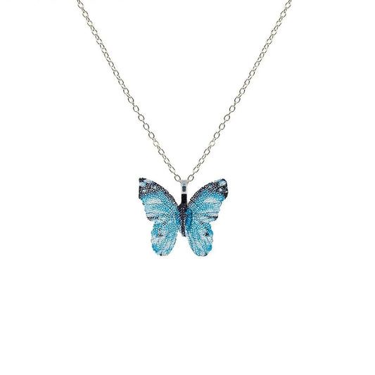 Get ready to flutter with our Blue Butterfly Necklace Jewelry Bubble