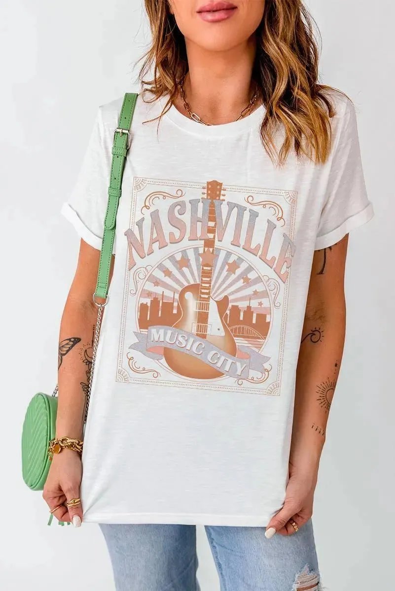 Get the Best Nashville Graphic Printed Short Sleeve Tee for Ladies Today