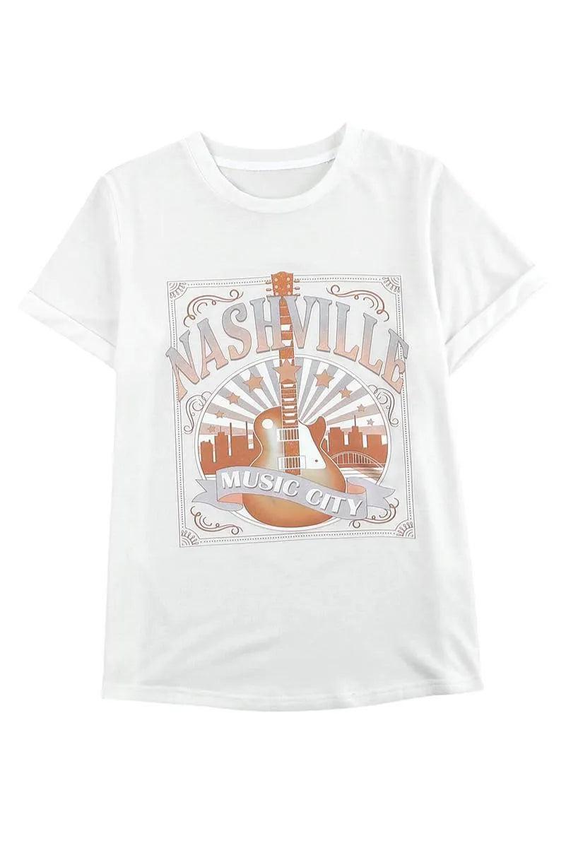 Get the Best Nashville Graphic Printed Short Sleeve Tee for Ladies Today Jewelry Bubble