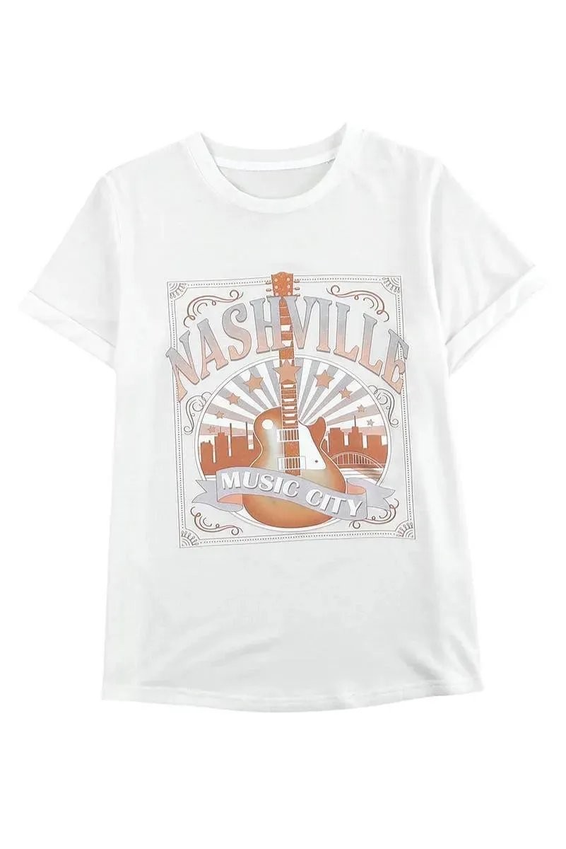 Get the Best Nashville Graphic Printed Short Sleeve Tee for Ladies Today