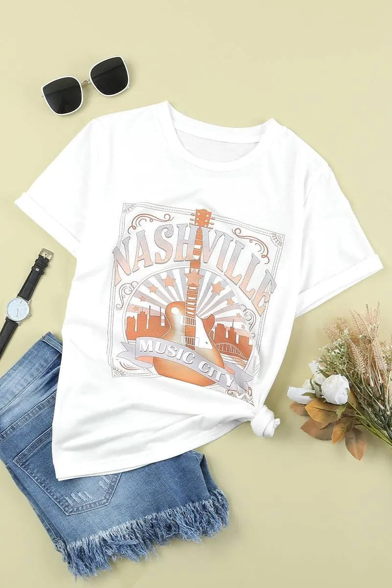 Get the Best Nashville Graphic Printed Short Sleeve Tee for Ladies Today Jewelry Bubble