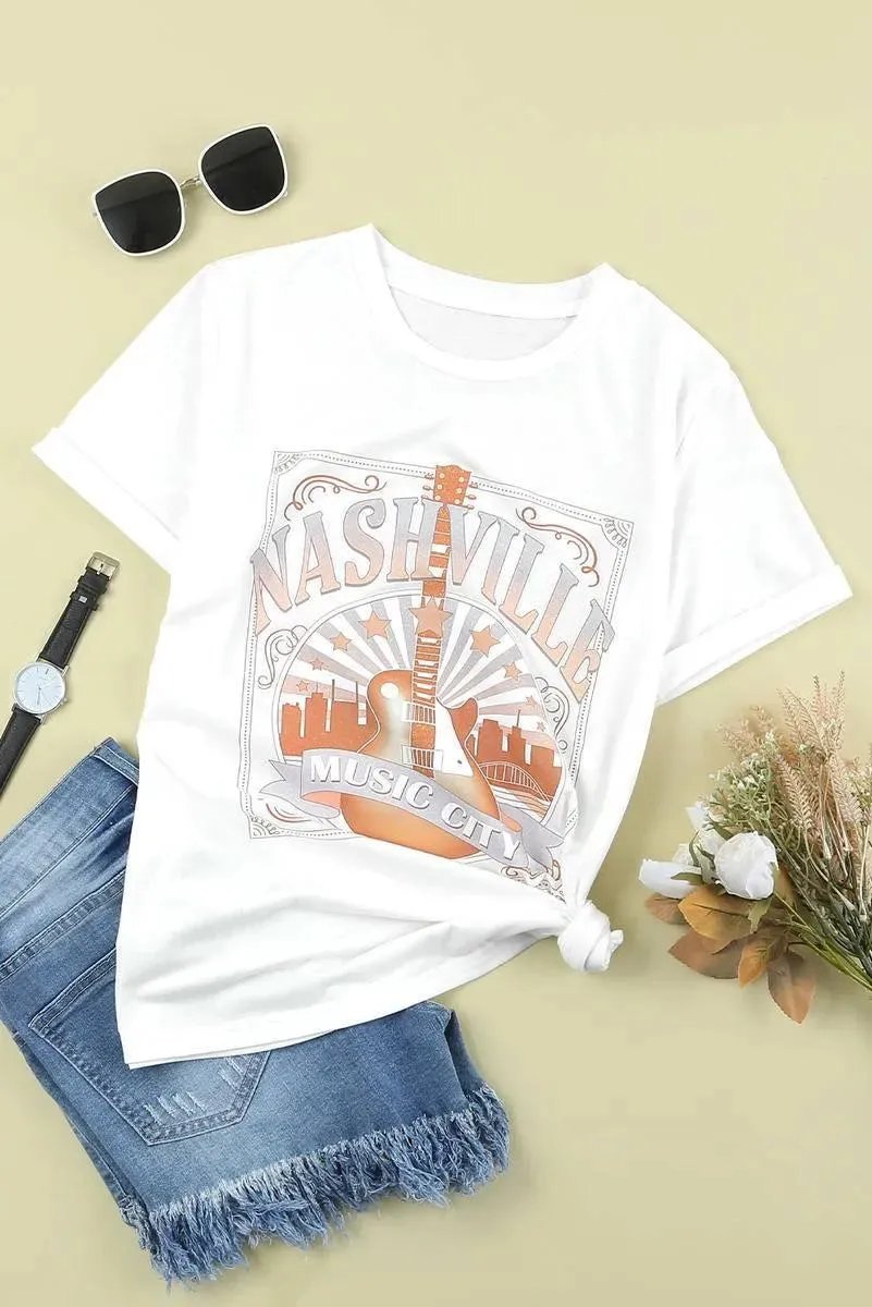 Get the Best Nashville Graphic Printed Short Sleeve Tee for Ladies Today