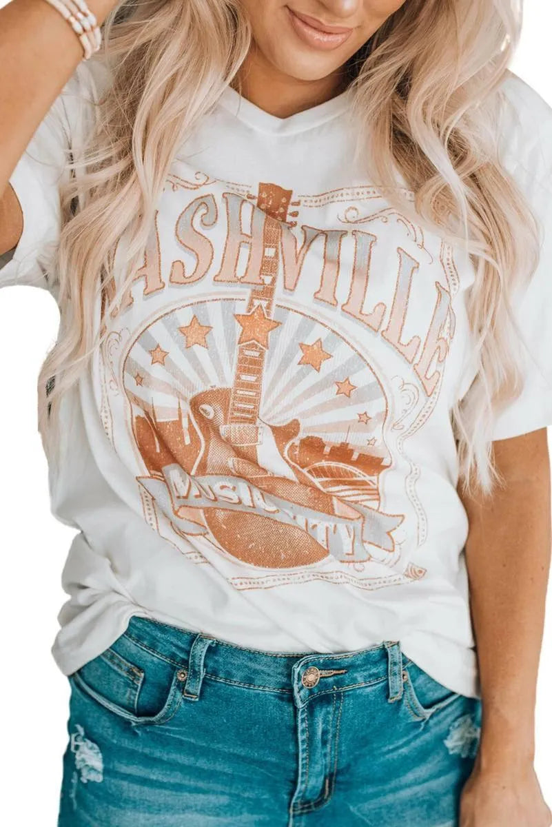 Get the Best Nashville Graphic Printed Short Sleeve Tee for Ladies Today Jewelry Bubble