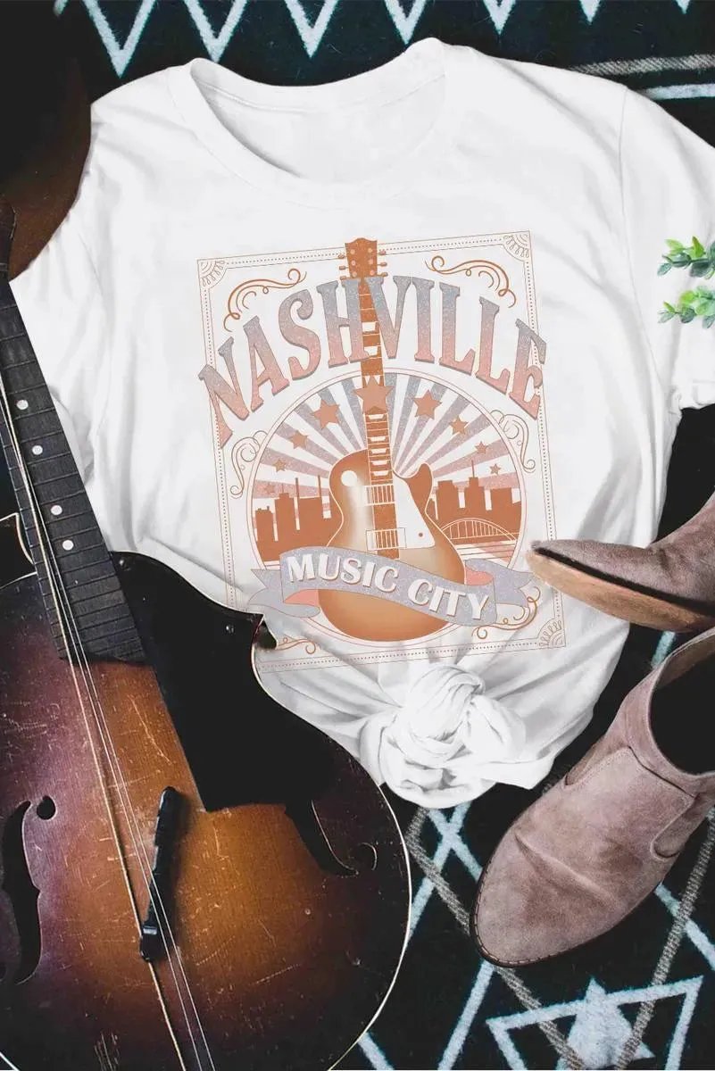 Get the Best Nashville Graphic Printed Short Sleeve Tee for Ladies Today
