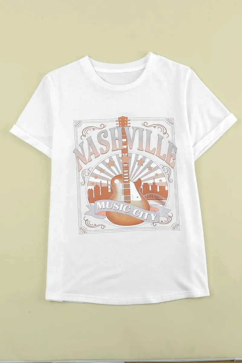 Get the Best Nashville Graphic Printed Short Sleeve Tee for Ladies Today Jewelry Bubble