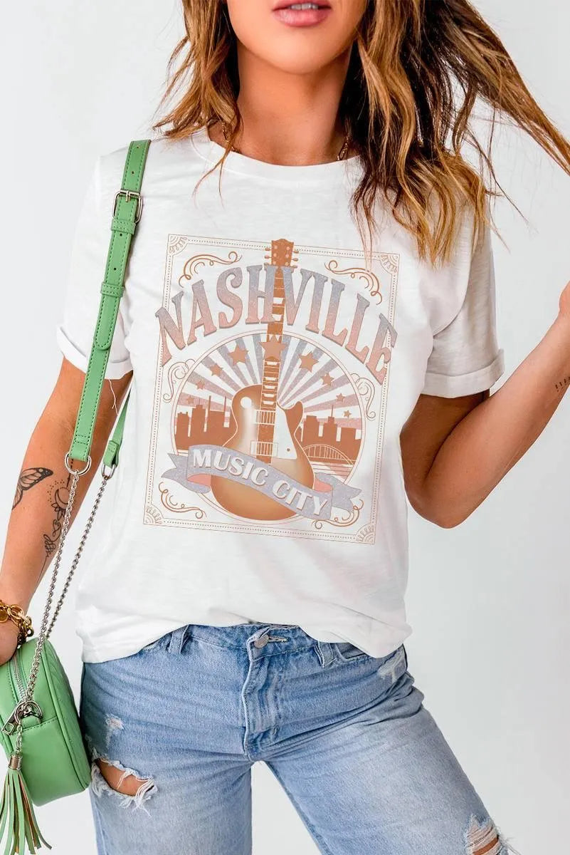 Get the Best Nashville Graphic Printed Short Sleeve Tee for Ladies Today Jewelry Bubble